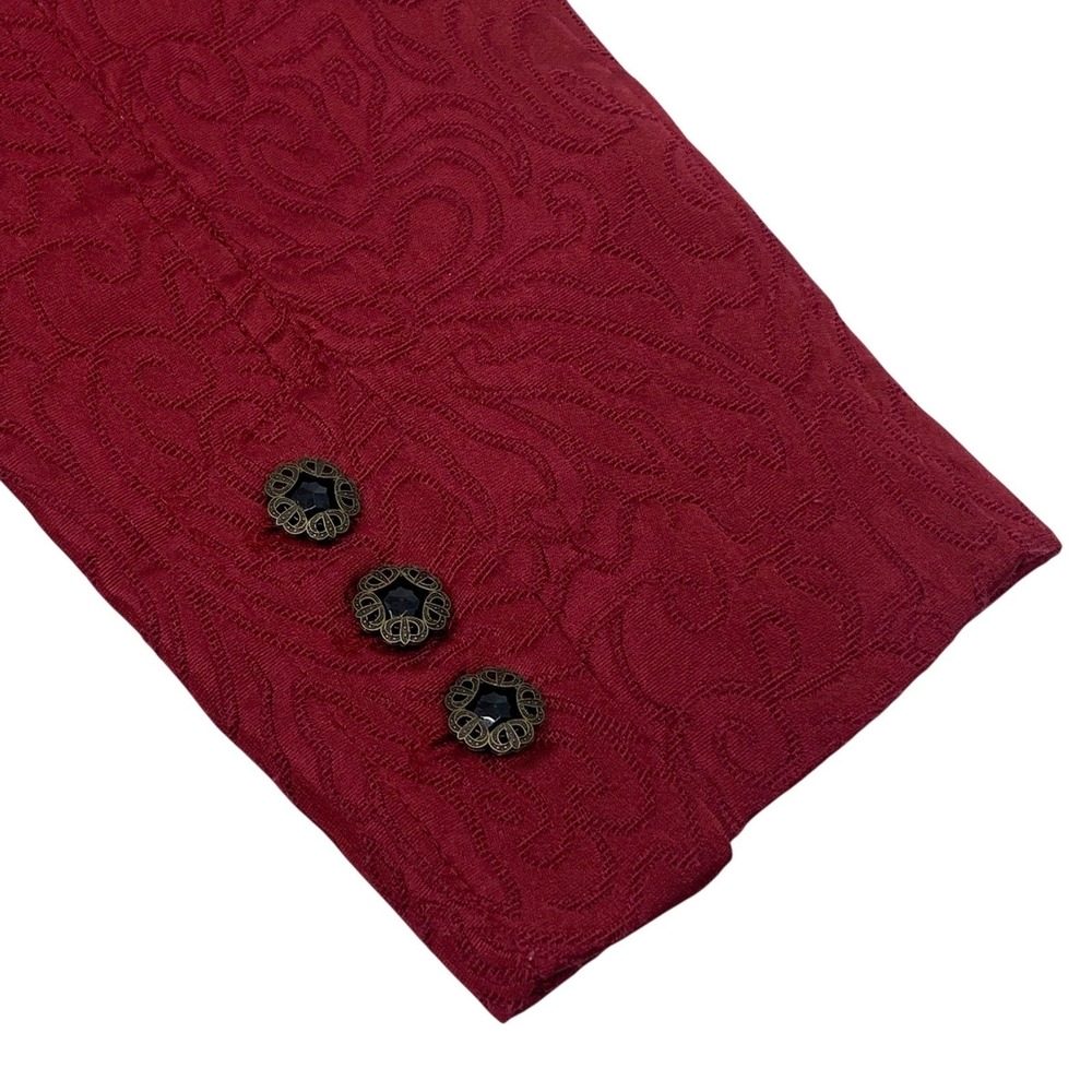 NWT Chicos Antiqua Blazer Jacket Burgundy Red Paisley Jacquard Size 0/Sm/US 4 - Picture 4 of 9